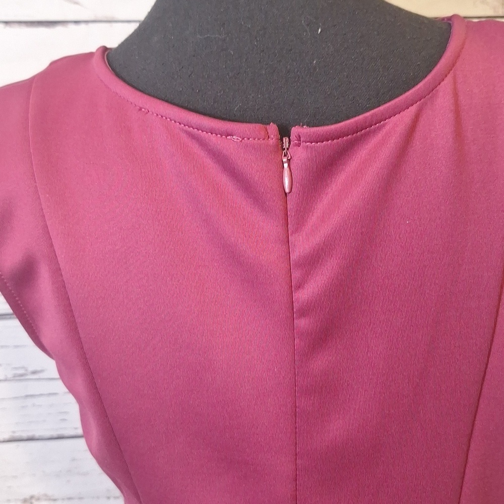 #1152 She + Sky Rasberry Stretch Fit&Flare Dress sz L - Picture 5 of 11